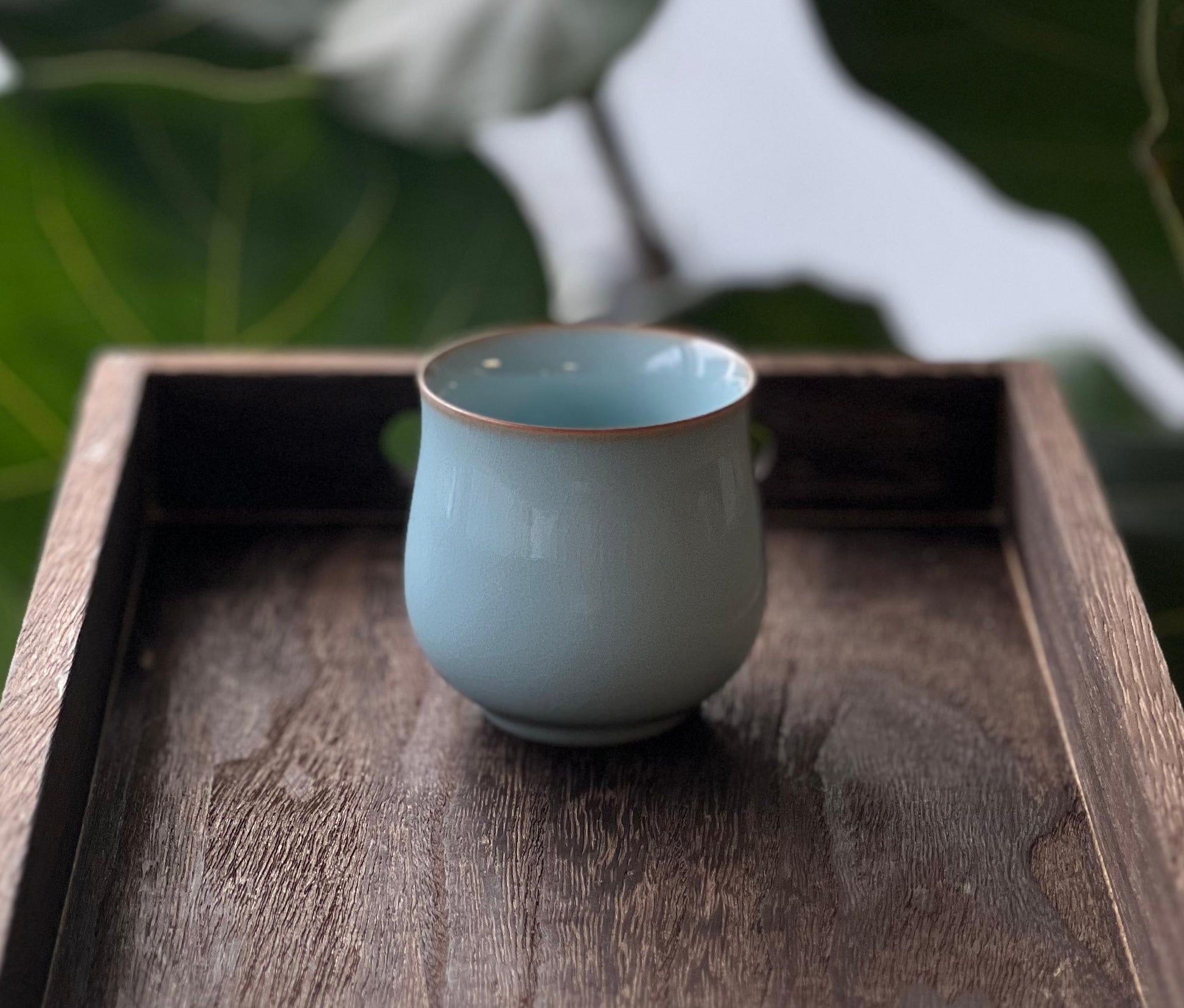 Chinese Ru porcelain tea cup in traditional beauty shape.