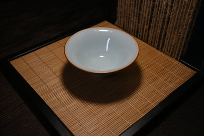Agate-infused celadon glaze creating the distinctive "sky after rain" color of Ru ware