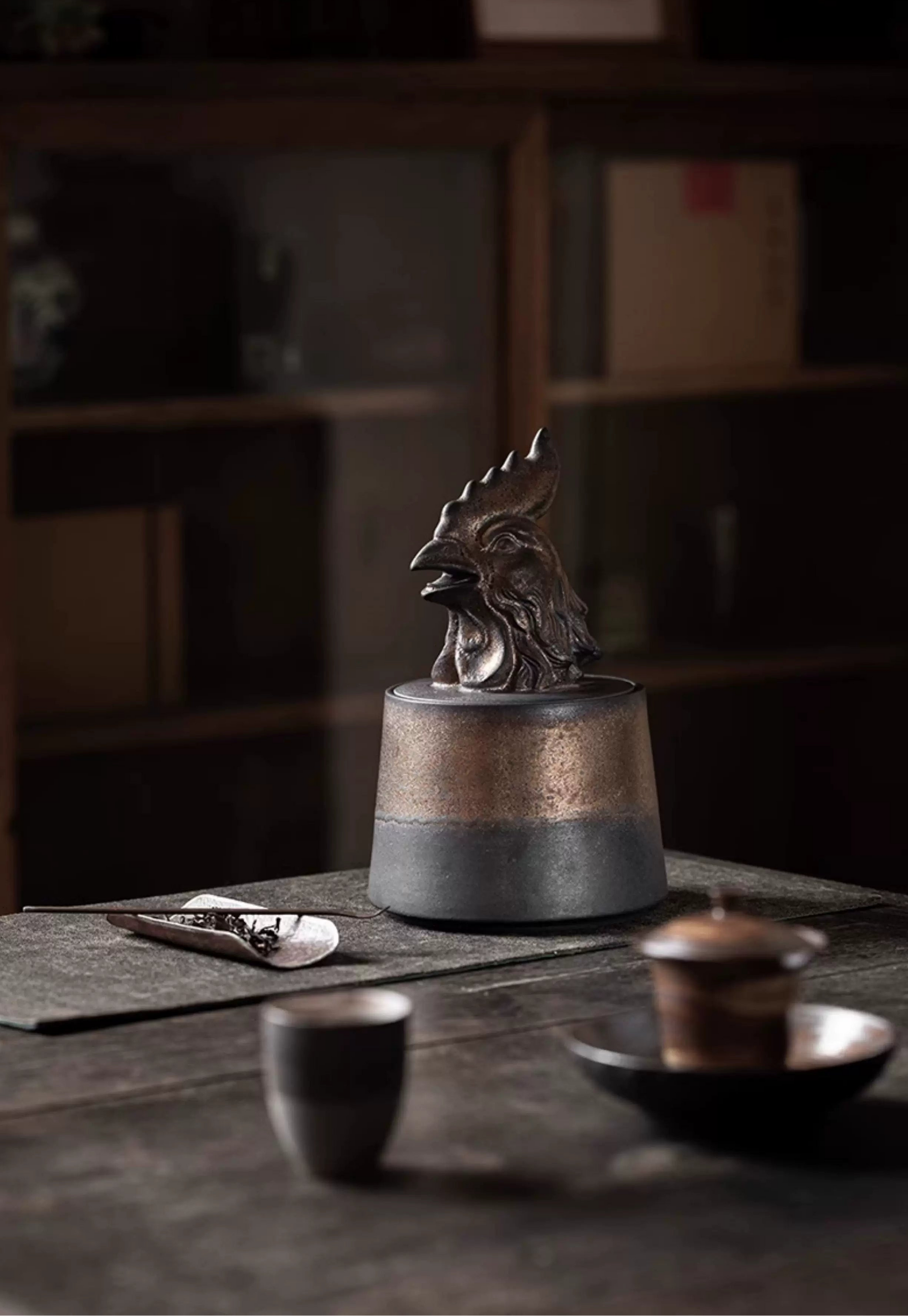 1000ml ceramic tea jar with zodiac animal lid