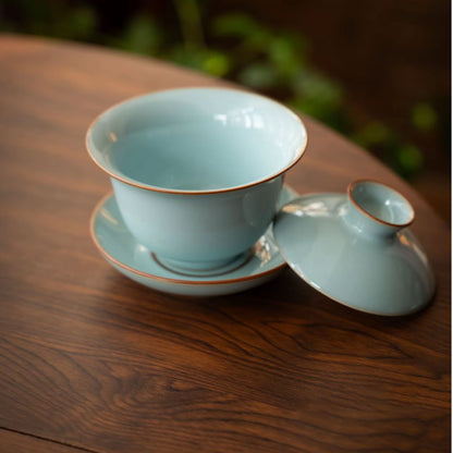 Ru Ware Sky-Blue Glaze 12-Piece Gaiwan Gongfu Tea Set 150ml