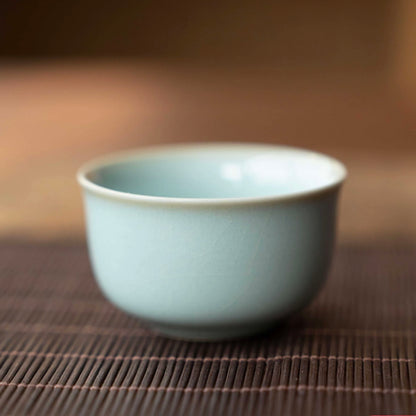 Ru-Ware (Ruyao) Nägelstütz-Technik Xi Shi Teekanne Himmelblau