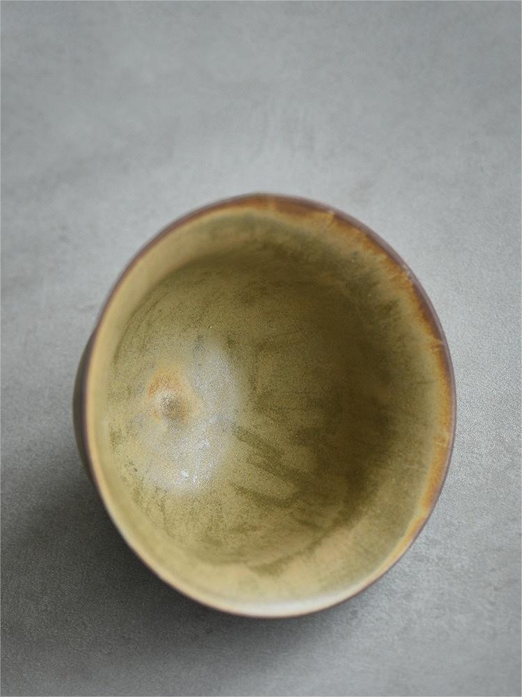 5pcs in 1 Yellow-green Ceramic Kiln Glaze Wabi-sabi Style Tea set