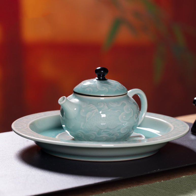 Official collector certificate and bespoke luxury carrying bag accompanying the flagship dragon tea set