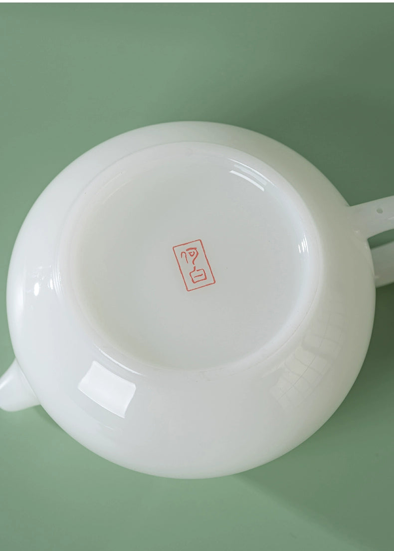 Premium jade-tone white porcelain Xishi teapot