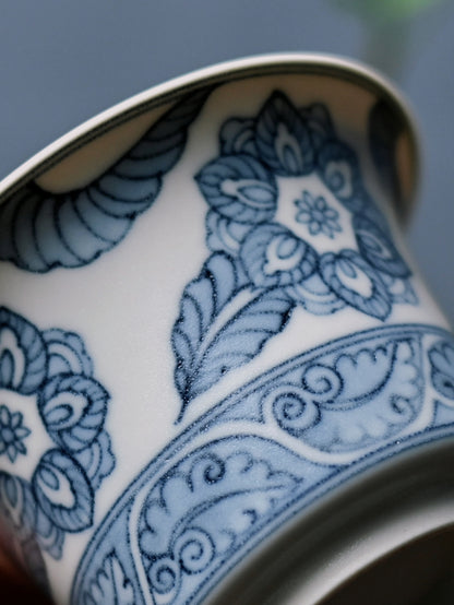 Hand painted blue and white under glaze porcelain tea set from Jingdezhen