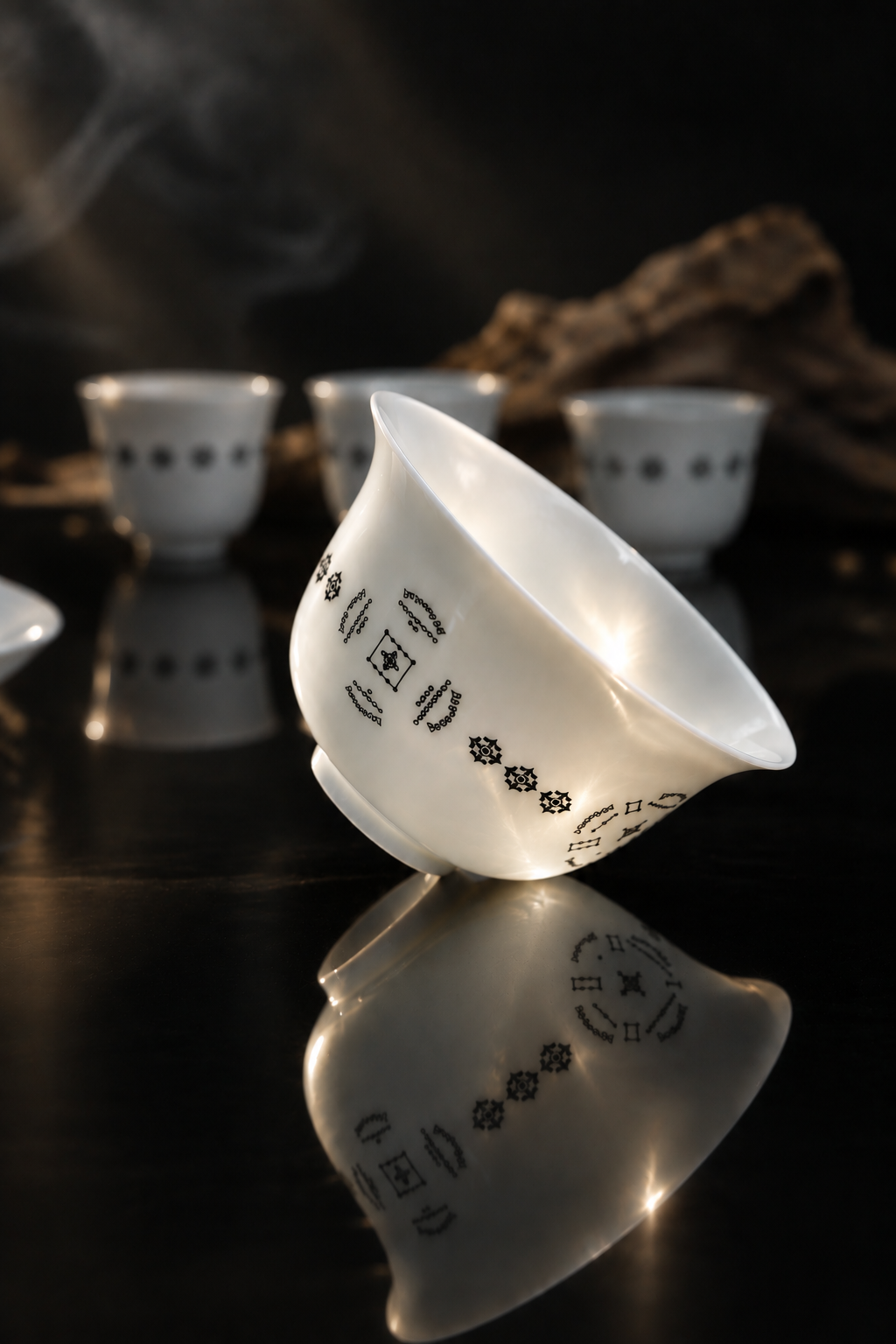 Dehua White Porcelain "Hetu Luoshu" Gaiwan Set 110ml