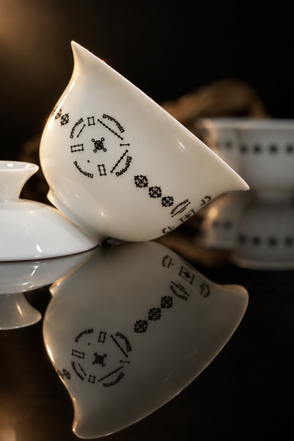 Dehua White Porcelain "Hetu Luoshu" Gaiwan Set 110ml