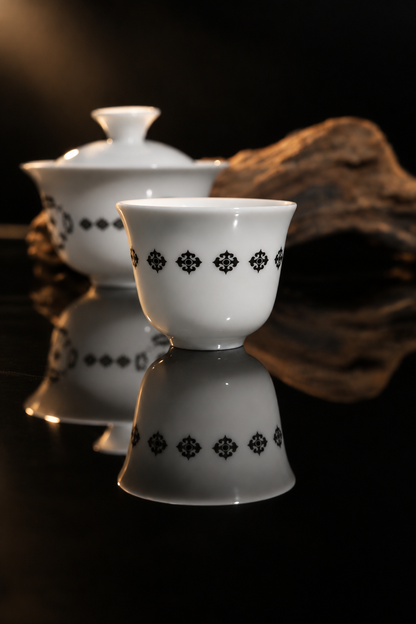 Dehua White Porcelain "Hetu Luoshu" Gaiwan Set 110ml