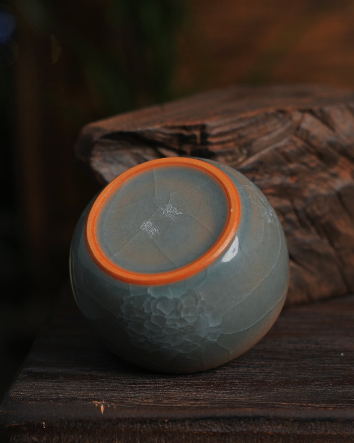 Dried master cup clearly revealing the intricate, layered ice-crackle network