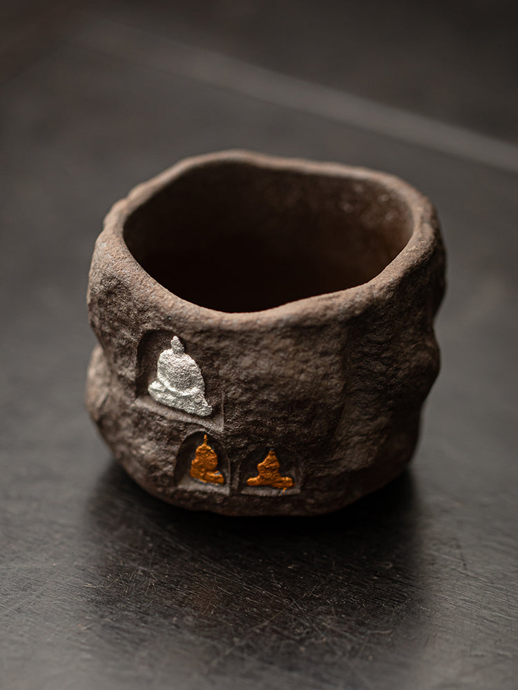 Dunhuang Black Pottery Ancient Clay Buddha Shadow Teacup