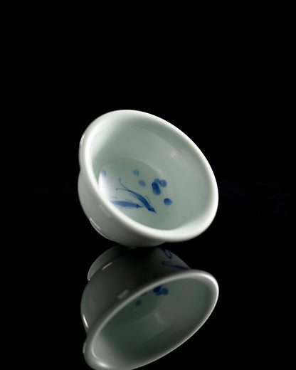 Jingdezhen handbemaltes Garnelen-Blau-und-Weiß-Porzellan-Gaiwan-Set