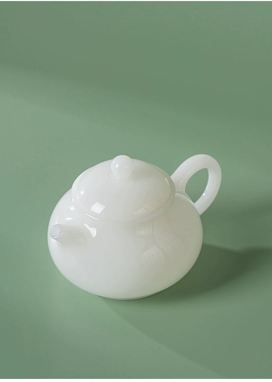 Handcrafted icy-jade white porcelain Xishi-style teapot