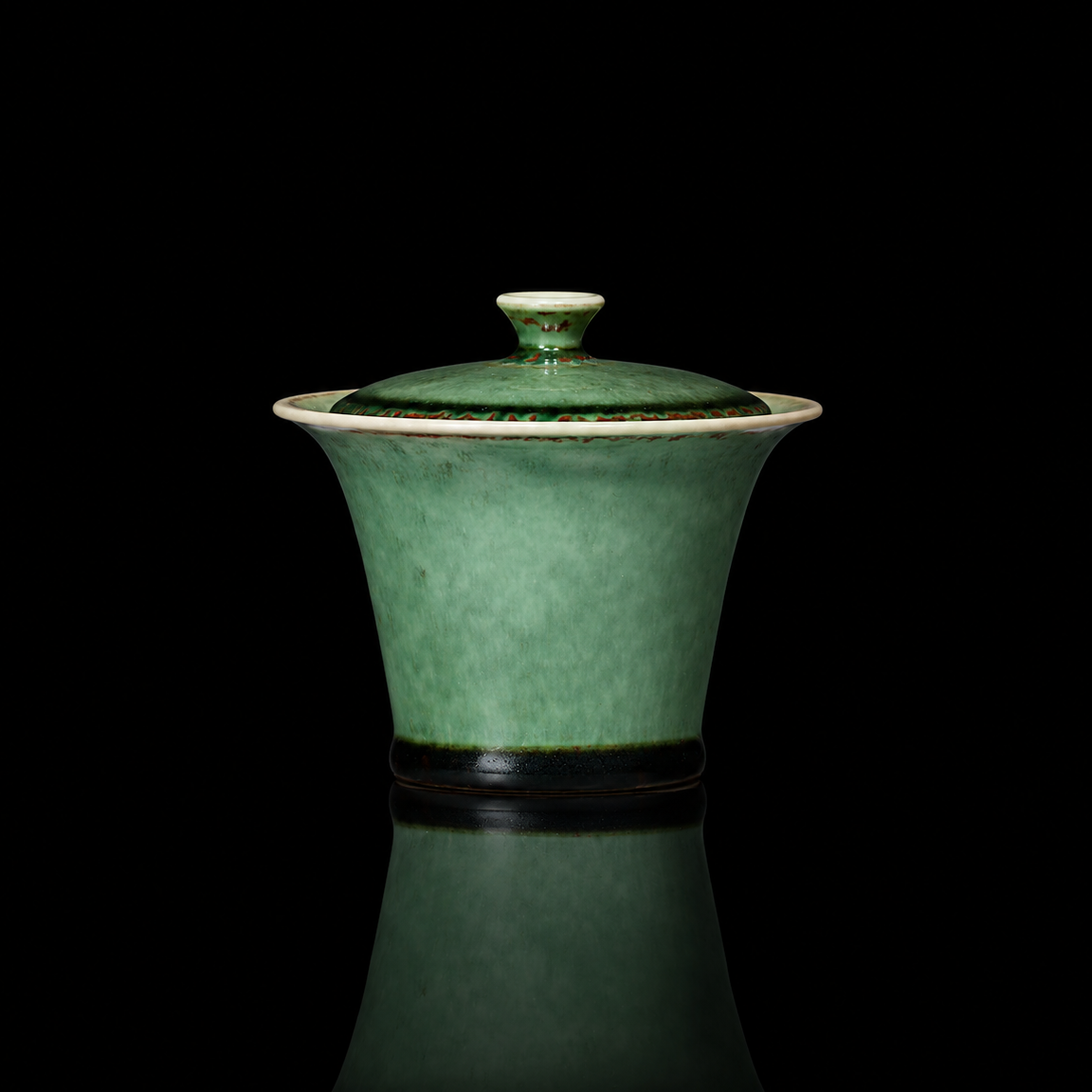 Jun Ware Handcrafted Charcoal-Fired "Ancient Green" Crystalline Gaiwan 110ML