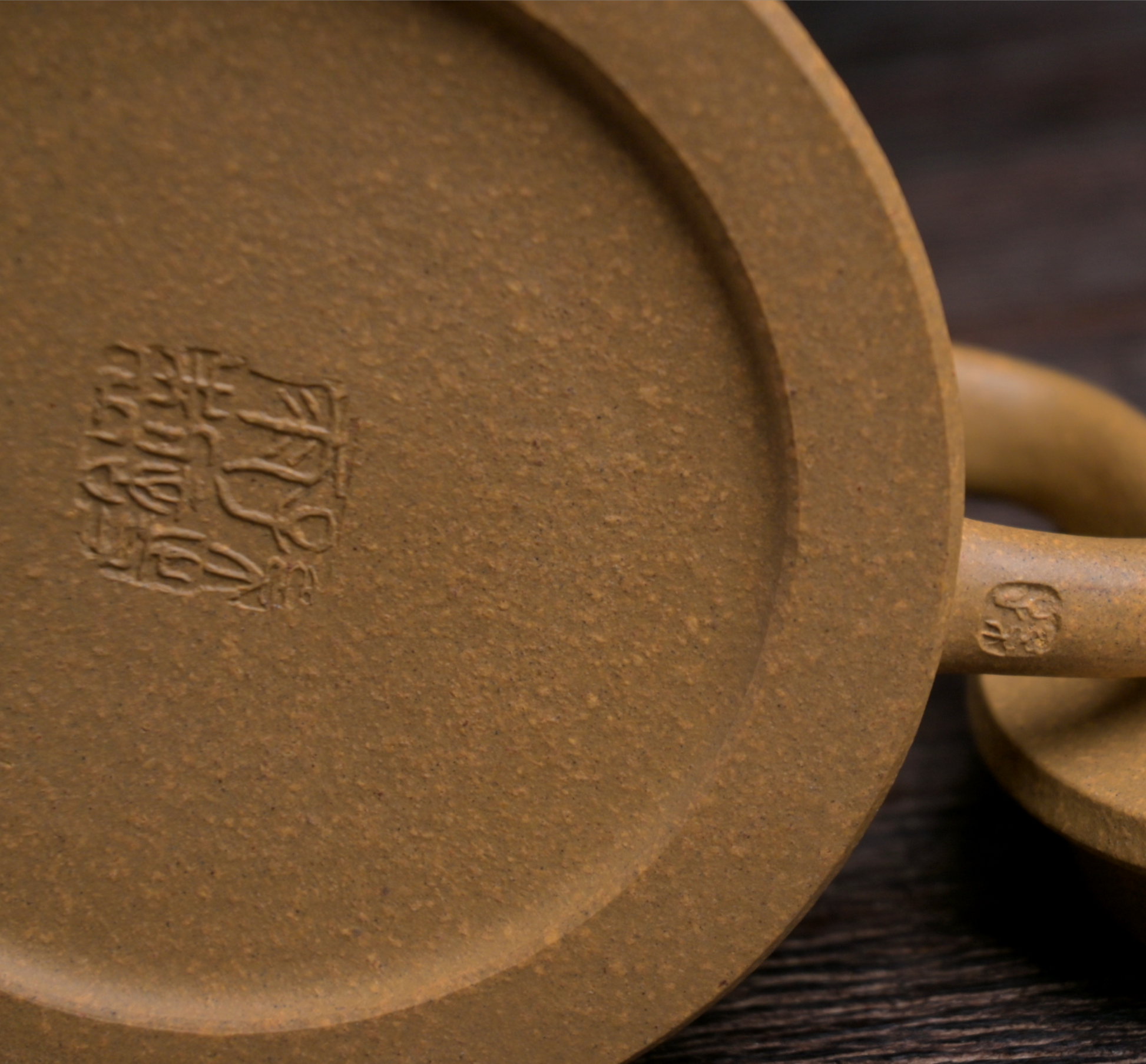 Yellow Duan clay Zisha teapot with special surface texture, semi-handmade using traditional Yixing techniques