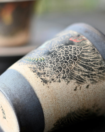 Jingdezhen Phönix erhebt sich handbemalte Teetasse aus Ton
