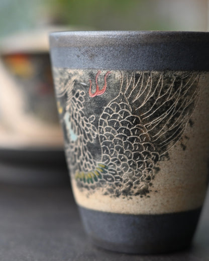 Jingdezhen Phönix erhebt sich handbemalte Teetasse aus Ton