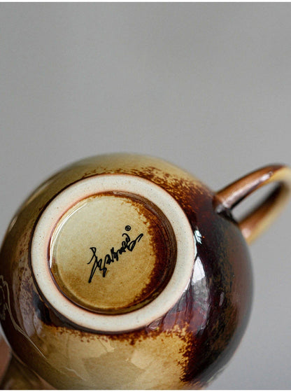 Théière Dragon Egg de Jingdezhen en bois, peinte à la main, grue sous glaçure