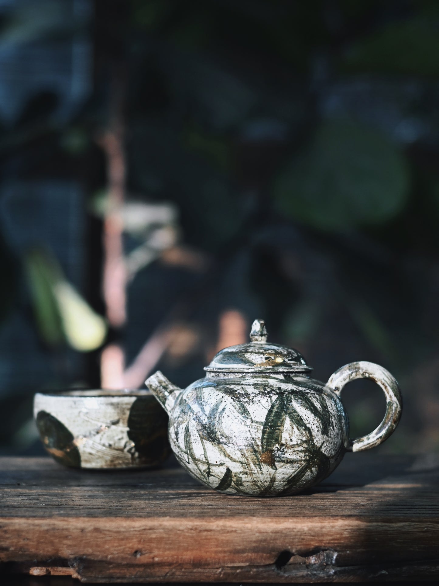 Antique Clay Sketch-Style Hand-Painted Tea Set