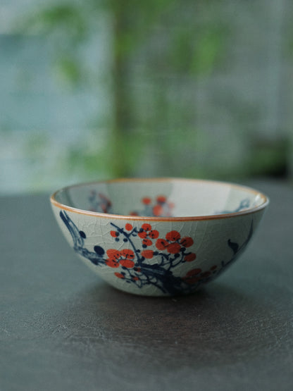 Jingdezhen Handbemalte Pflaumenblüte Unterglasur Pu-Erh-Teetasse / Teekanne
