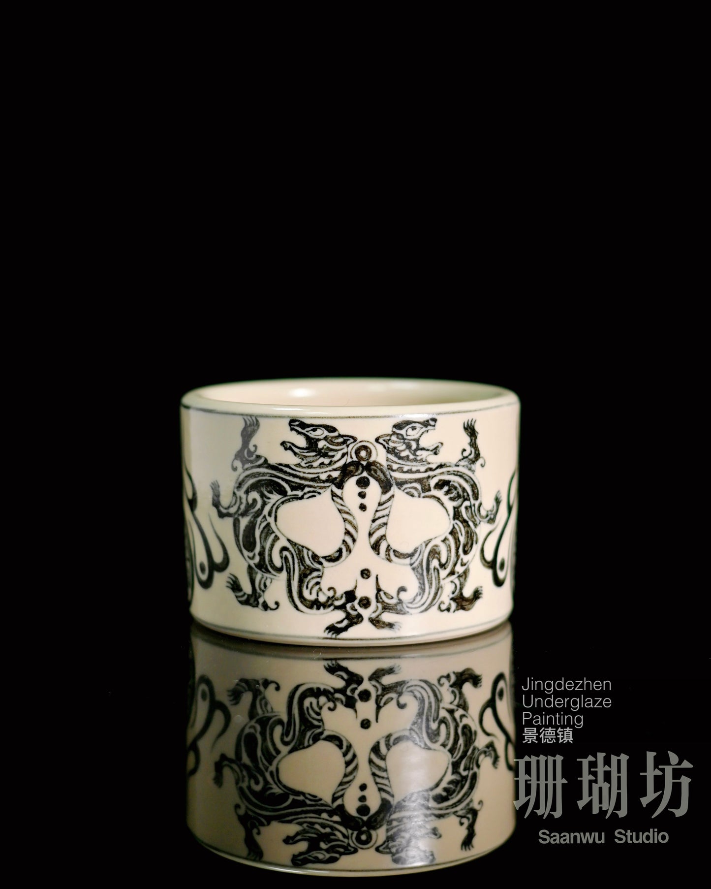 120ml blue and white tea set made from Jingdezhen kaolin clay