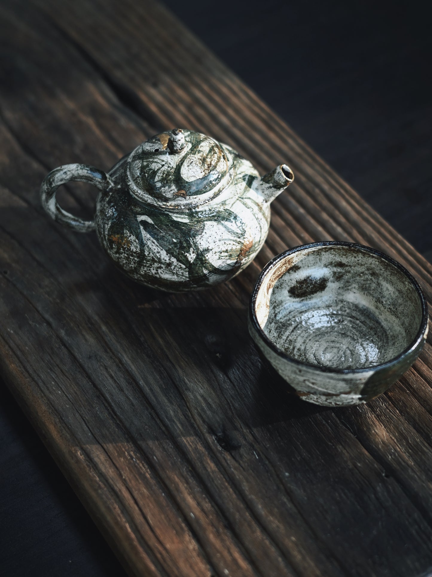 Antique Clay Sketch-Style Hand-Painted Tea Set