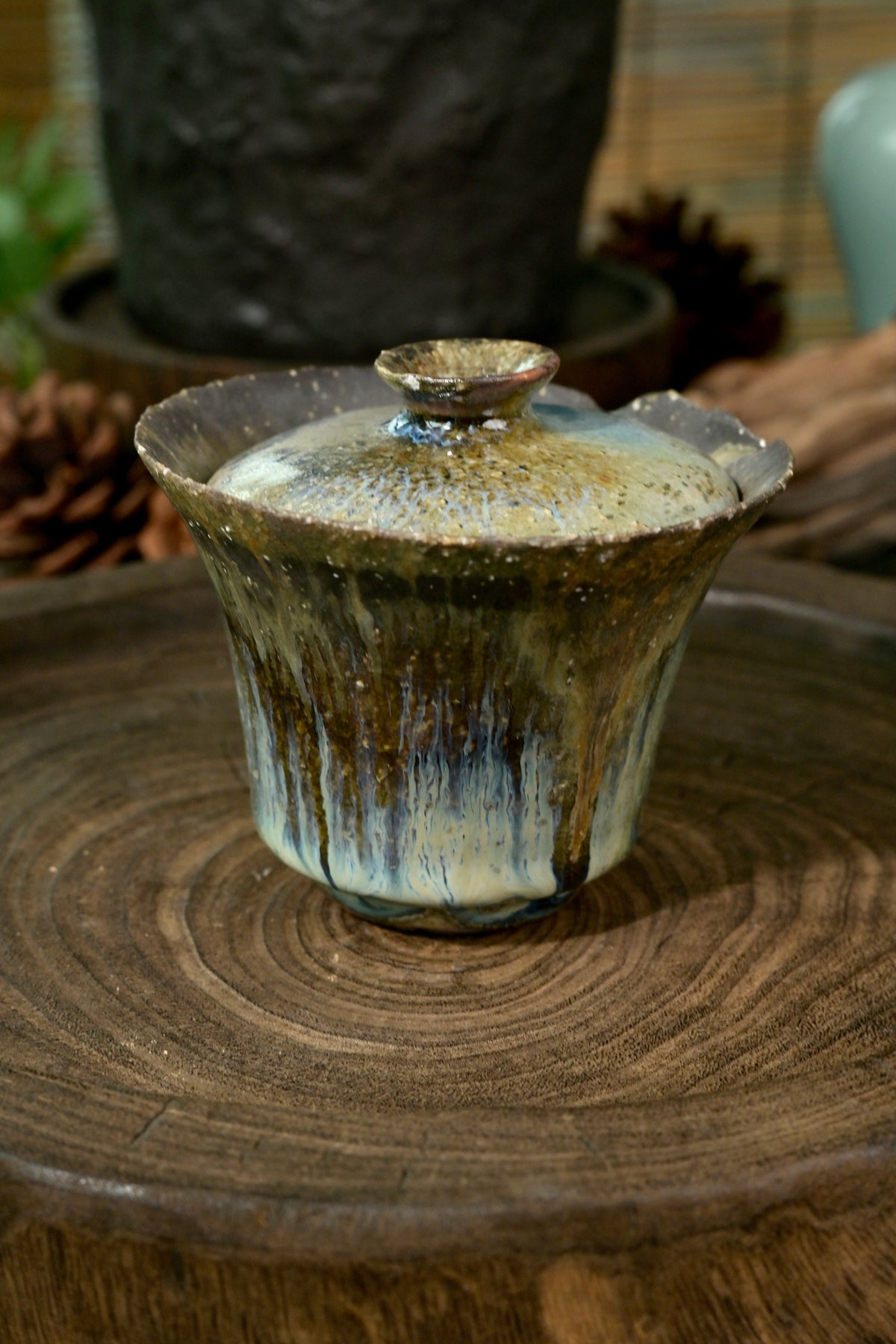 Handmade wood-fired stoneware tea vessel 150ml ideal for steeping aged White tea and Shou Pu'er