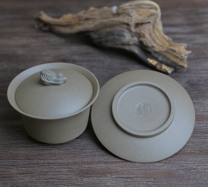 Gaiwan Yixing en argile violette brute originale, fait à la main, modèle Trois Talents