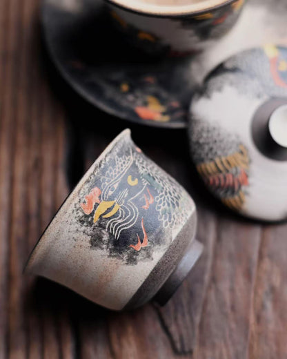 Handcrafted vintage teacup from Jingdezhen, China
