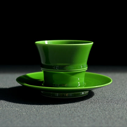 Tasse à café/thé en bambou vert jade faite à la main