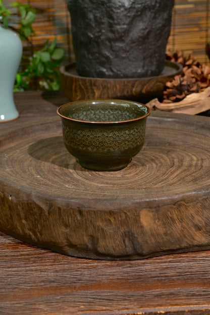Longquan Celadon "Ge" Kiln Iron-Clay linglong porcelain Teacup 110ml