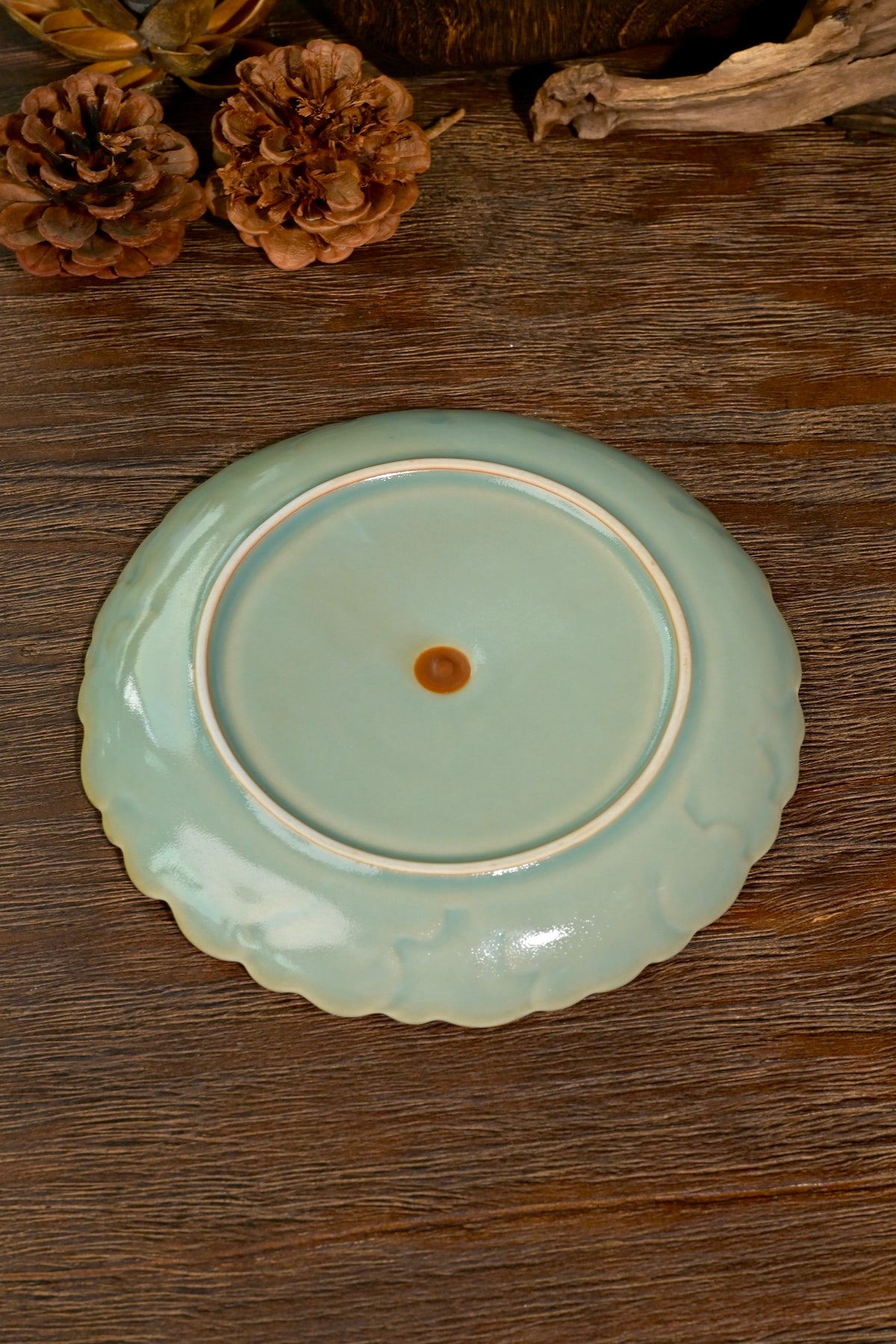 Authentic Song Dynasty style sky-blue Ru porcelain teapot support tray for Gongfu tea