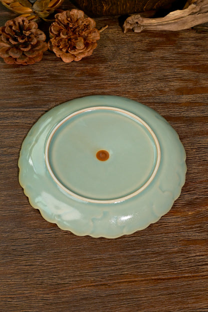 Authentic Song Dynasty style sky-blue Ru porcelain teapot support tray for Gongfu tea