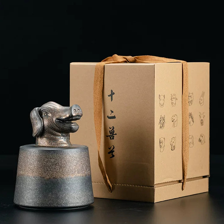 Chinese zodiac collectible tea jar with lid