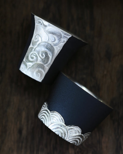 Chinesische Teetasse aus vergoldeter Keramik im Vintage-Stil