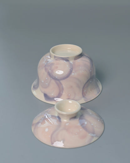 Pièce Unique Gaiwan « Plaine Enneigée » Fait Main à Jingdezhen Sous Glaçure