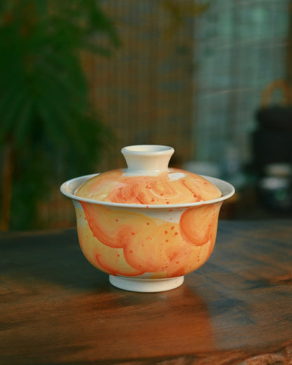 Pièce Unique Gaiwan « Plaine Enneigée » Fait Main à Jingdezhen Sous Glaçure