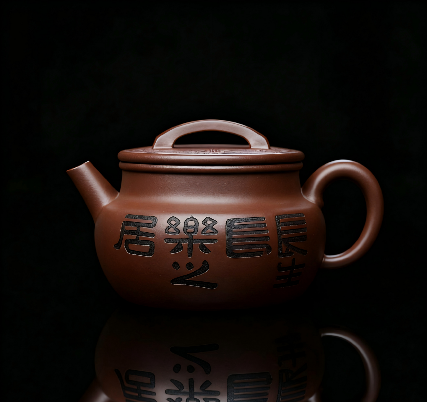 Handmade Yixing Zisha “Residence of Longevity” Teapot – Wenge Clay