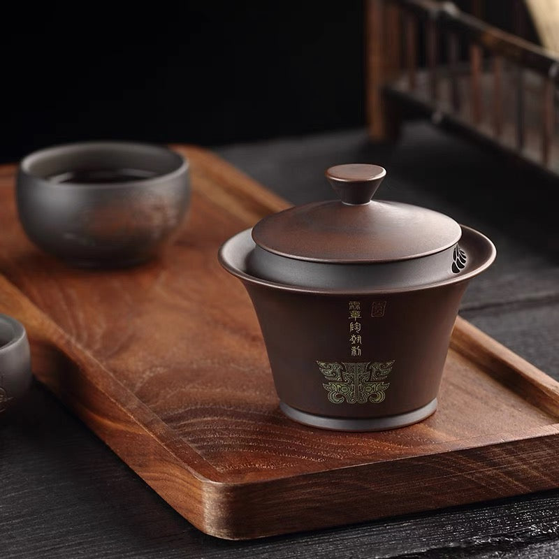Handmade Yunnan purple clay Gaiwan from Five Color Mountain