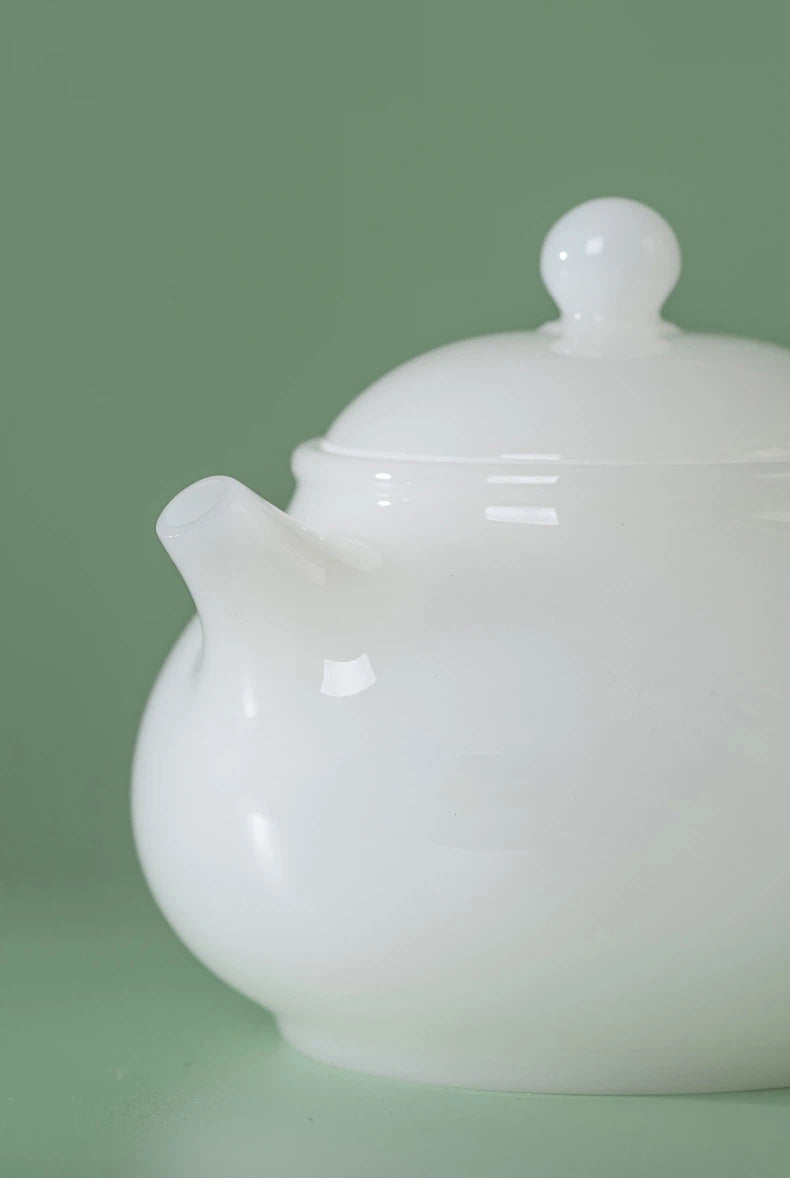 Minimalist Xishi teapot made from icy jade white porcelain