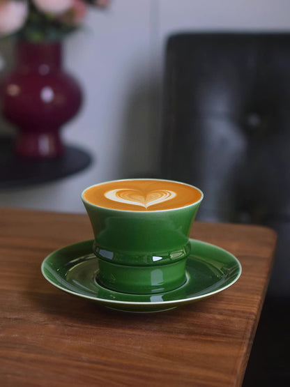 Tasse à café/thé en bambou vert jade faite à la main