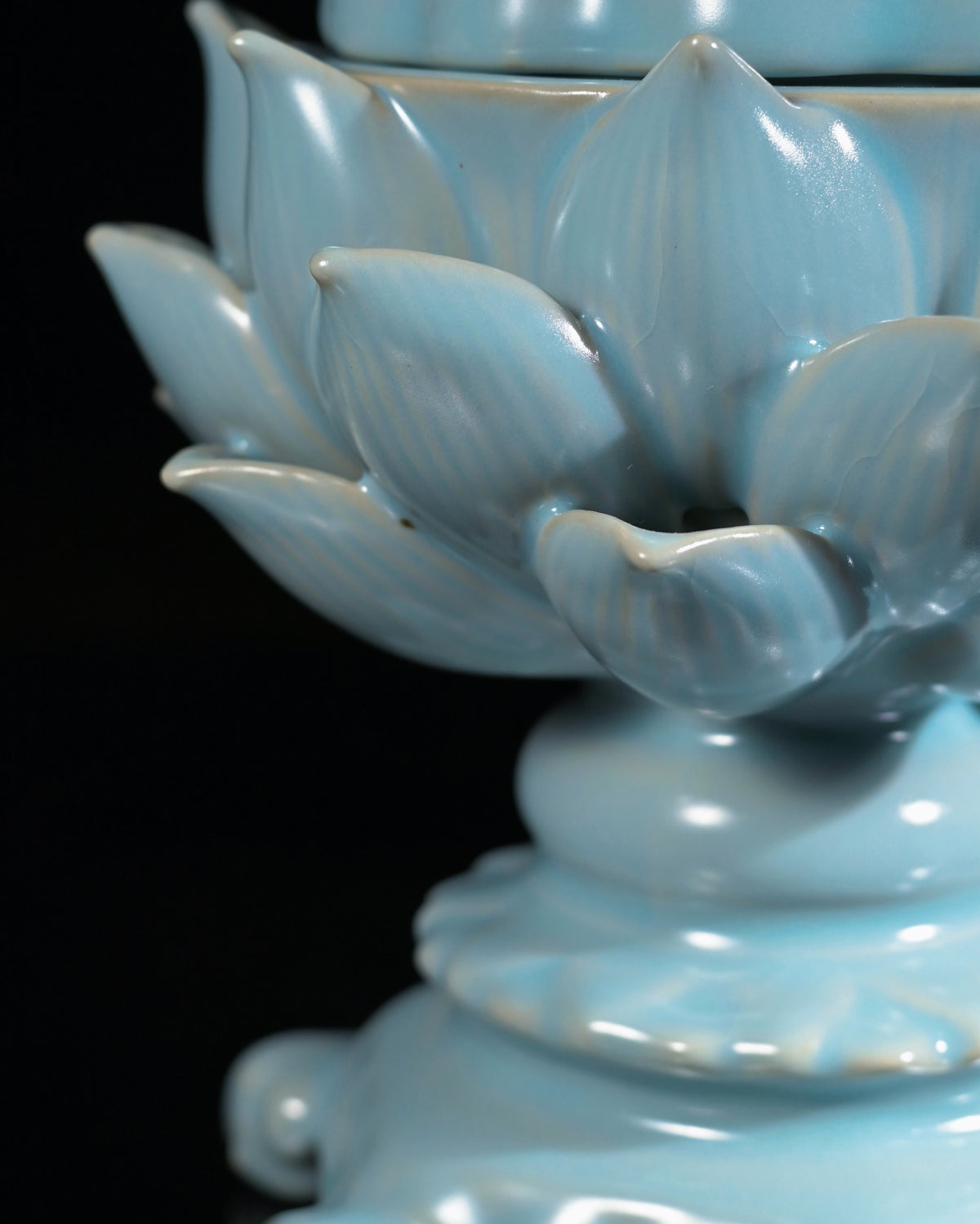 Ru Ware Sky-Blue Celestial Deer & Sacred Lotus Incense Burner