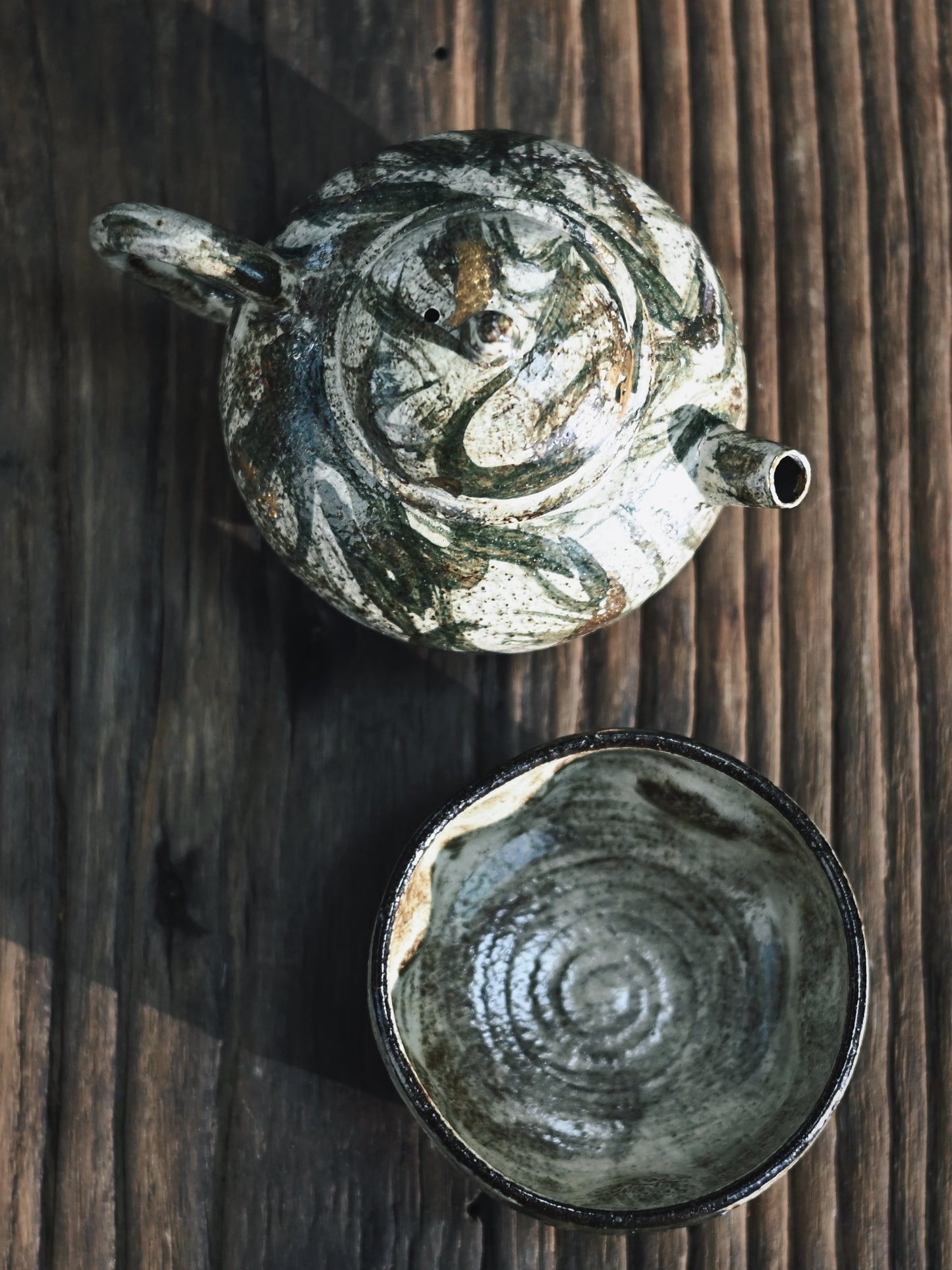 Antique Clay Sketch-Style Hand-Painted Tea Set