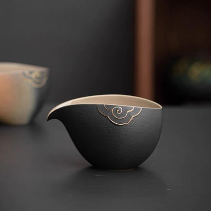Japanese style dark glaze tea pitcher for serving tea session