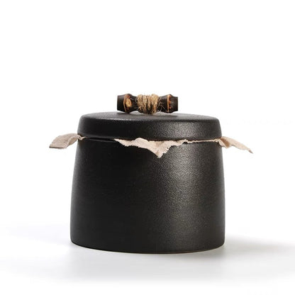Boîte à thé en poterie brute de petite taille, style rétro japonais