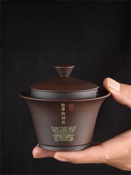 Jianshui clay covered bowl producing stone-like sound when tapped