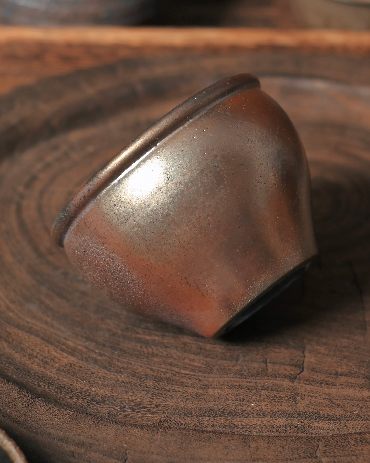 Handcrafted ceremonial grade ceramic cup using traditional unglazed polishing technique