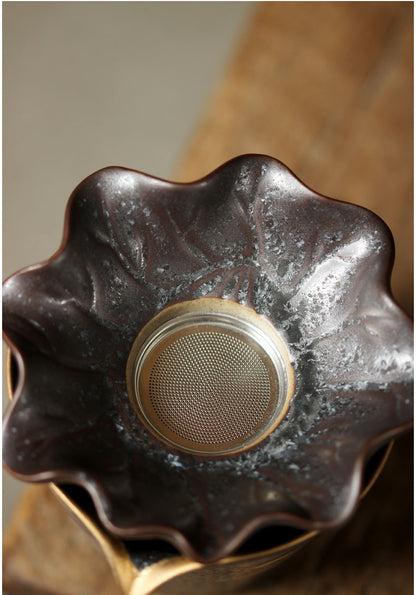 Gaiwan double grue dorée vintage fait main Jingdezhen