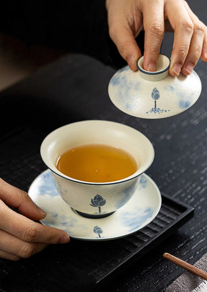 Top-down interior view of a Jingdezhen porcelain teacup showing the smooth white glaze.