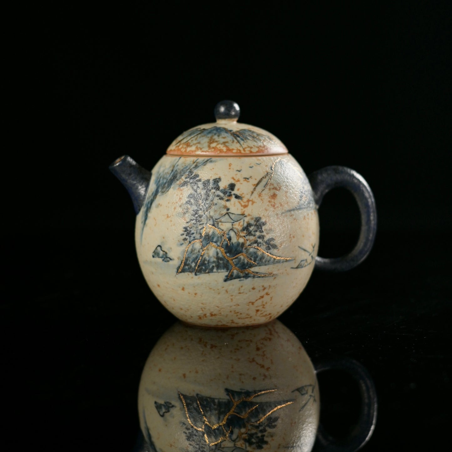 Jingdezhen hand painted with Chinese bursh technique ceramic egg shape teapot