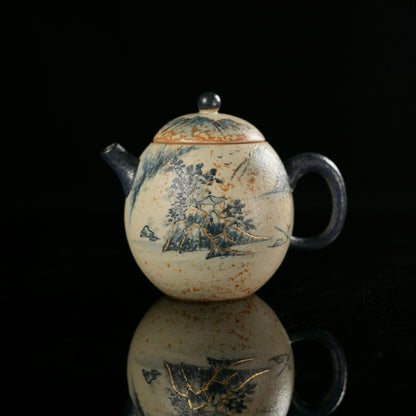 Jingdezhen hand painted with Chinese bursh technique ceramic egg shape teapot
